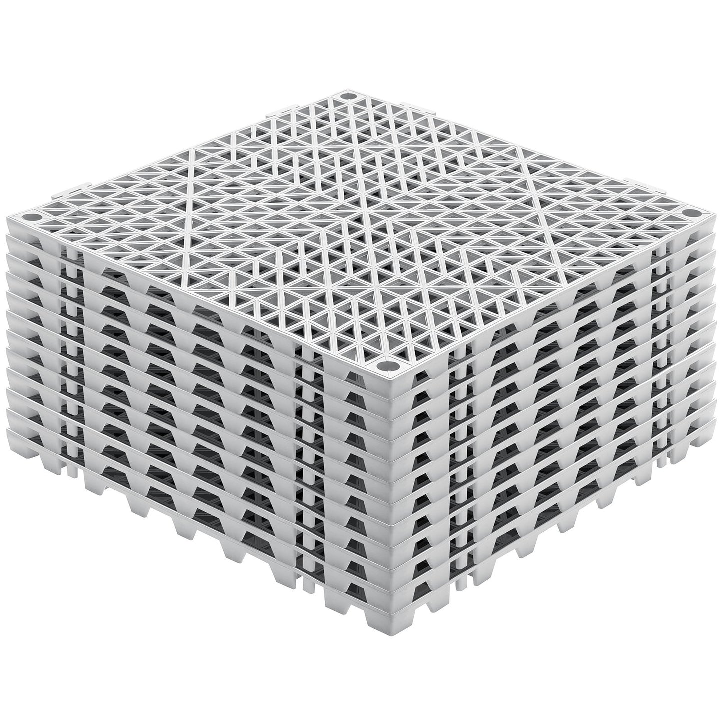 Modular Interlocking Cushion, 12 Pack 30 x 30 cm Splicing Drainage Mats, Soft PVC Interlocking Drainage Floor Tiles, Non-Slip Drainage Holes for Restroom, Bathroom, Kitchen, Pool, Wet Area, Gray