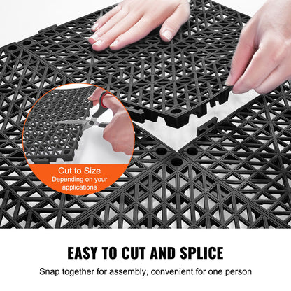 Modular Interlocking Cushion, 55 Pack 30 x 30 cm Splicing Drainage Mats, PVC Interlocking Drainage Floor Tiles, Non-Slip Drainage Holes for Restroom, Bathroom, Kitchen, Pool, Wet Area, Black