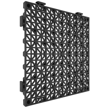 Modular Interlocking Cushion, 55 Pack 30 x 30 cm Splicing Drainage Mats, PVC Interlocking Drainage Floor Tiles, Non-Slip Drainage Holes for Restroom, Bathroom, Kitchen, Pool, Wet Area, Black