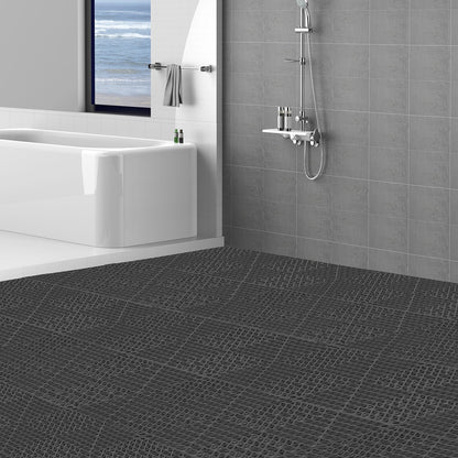 Modular Interlocking Cushion, 55 Pack 30 x 30 cm Splicing Drainage Mats, PVC Interlocking Drainage Floor Tiles, Non-Slip Drainage Holes for Restroom, Bathroom, Kitchen, Pool, Wet Area, Black