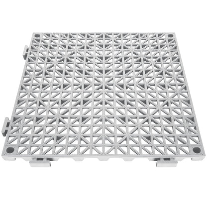 Modular Interlocking Cushion, 55 Pack 30 x 30 cm Splicing Drainage Mats, Soft PVC Interlocking Drainage Floor Tiles, Non-Slip Drainage Holes for Restroom, Bathroom, Kitchen, Pool, Wet Area, Gray