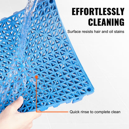 Modular Interlocking Cushion, 55 Pack 30 x 30 cm Splicing Drainage Mats, Soft PVC Interlocking Drainage Floor Tiles, Non-Slip Drainage Holes for Restroom, Bathroom, Kitchen, Pool, Wet Area, Blue
