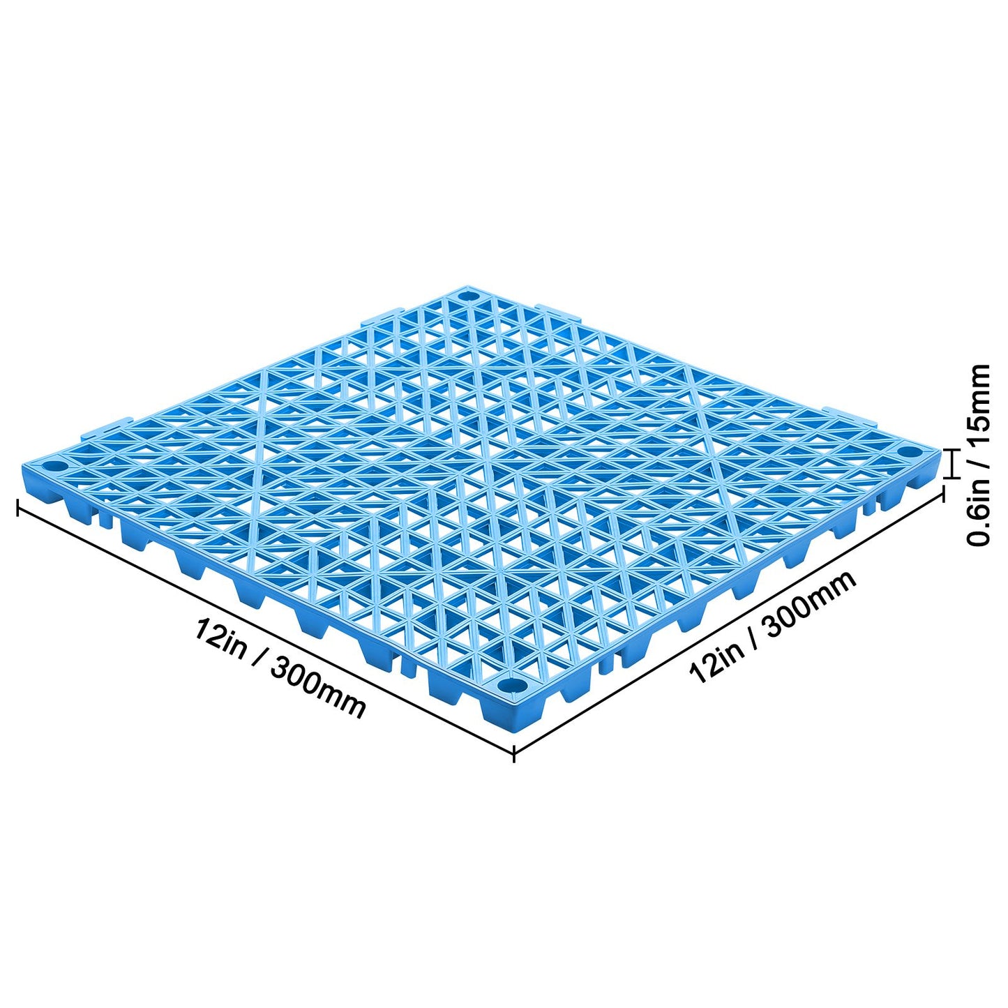 Modular Interlocking Cushion, 55 Pack 30 x 30 cm Splicing Drainage Mats, Soft PVC Interlocking Drainage Floor Tiles, Non-Slip Drainage Holes for Restroom, Bathroom, Kitchen, Pool, Wet Area, Blue