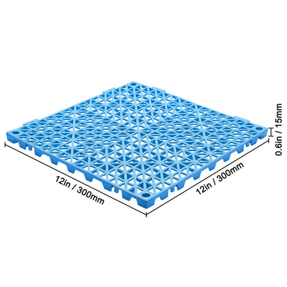 Modular Interlocking Cushion, 55 Pack 30 x 30 cm Splicing Drainage Mats, Soft PVC Interlocking Drainage Floor Tiles, Non-Slip Drainage Holes for Restroom, Bathroom, Kitchen, Pool, Wet Area, Blue