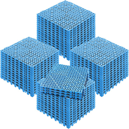 Modular Interlocking Cushion, 55 Pack 30 x 30 cm Splicing Drainage Mats, Soft PVC Interlocking Drainage Floor Tiles, Non-Slip Drainage Holes for Restroom, Bathroom, Kitchen, Pool, Wet Area, Blue