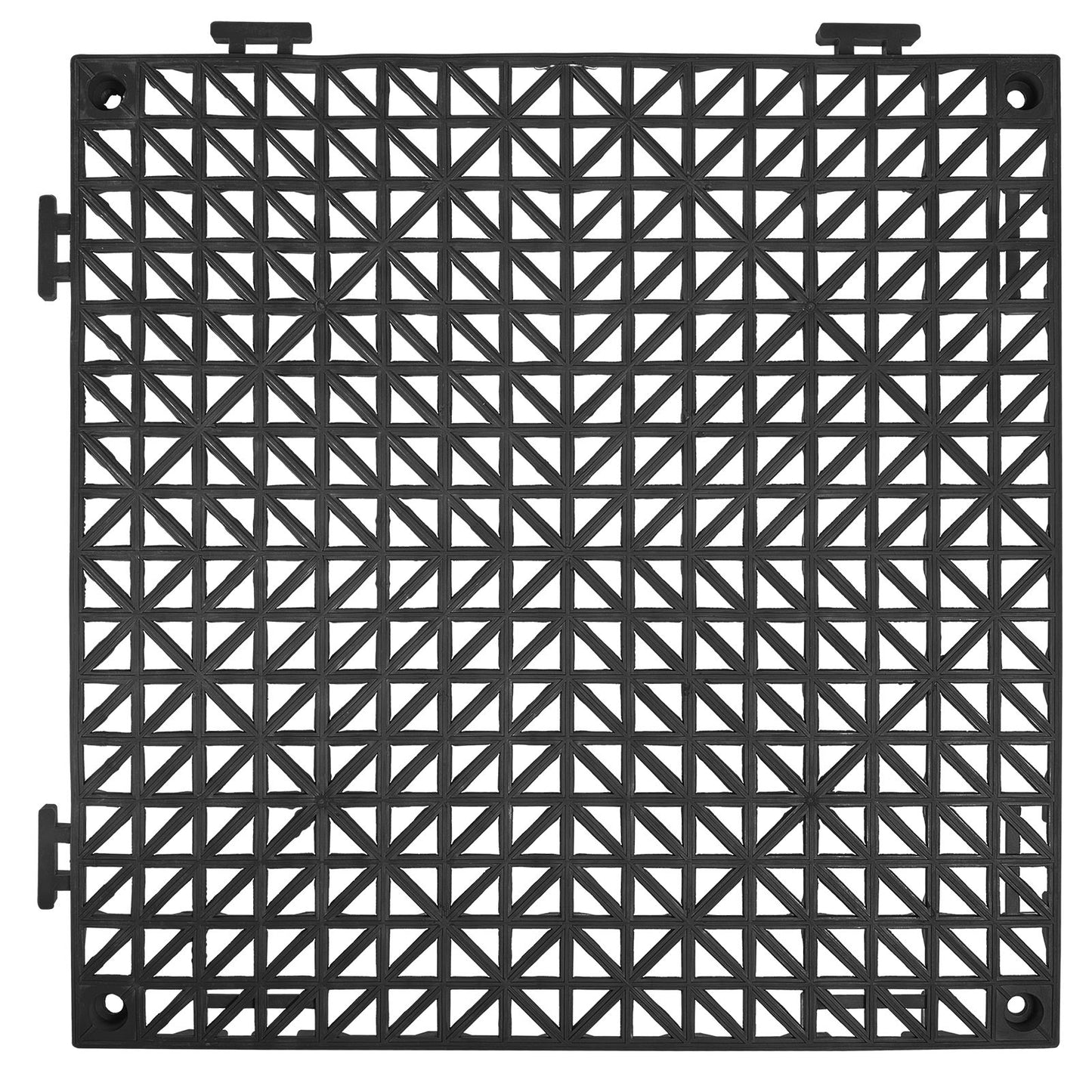 Modular Interlocking Cushion, 12 Pack 30 x 30 cm Splicing Drainage Mats, PVC Interlocking Drainage Floor Tiles, Non-Slip Drainage Holes for Restroom, Bathroom, Kitchen, Pool, Wet Area, Black