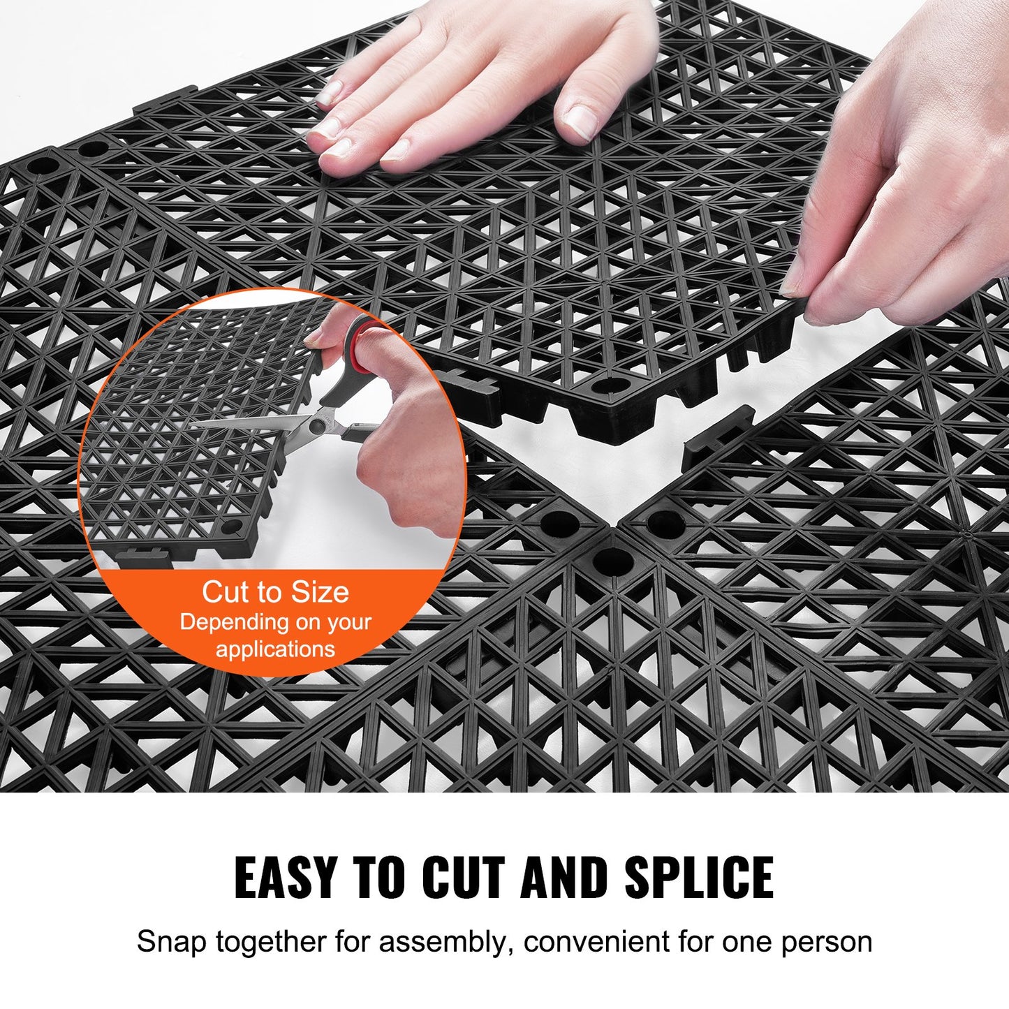 Modular Interlocking Cushion, 12 Pack 30 x 30 cm Splicing Drainage Mats, PVC Interlocking Drainage Floor Tiles, Non-Slip Drainage Holes for Restroom, Bathroom, Kitchen, Pool, Wet Area, Black
