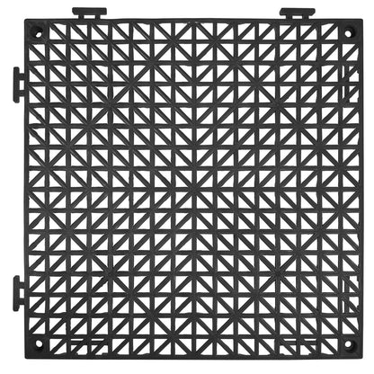 Modular Interlocking Cushion, 12 Pack 30 x 30 cm Splicing Drainage Mats, PVC Interlocking Drainage Floor Tiles, Non-Slip Drainage Holes for Restroom, Bathroom, Kitchen, Pool, Wet Area, Black