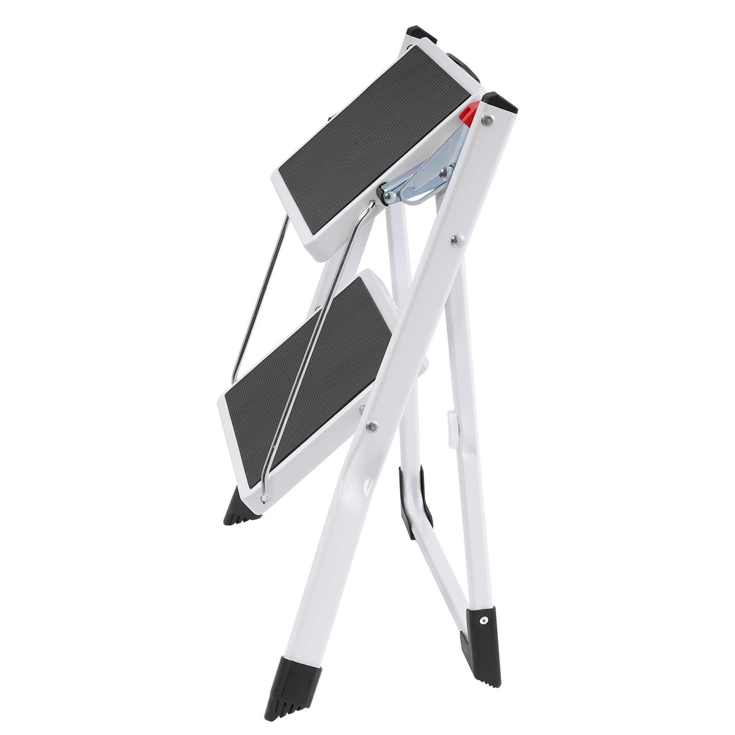 Step Ladder 2-Step 150kg Capacity, Ergonomic Folding Steel Step Stool with Wide Anti-Slip Pedal, Sturdy Step Stool for Adults Toddlers, Multi-Use for Household, Kitchen, Office, RVs