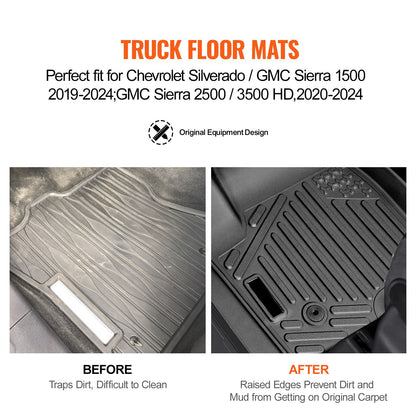 Automotive Floor Mats Fits for Chevrolet Silverado/GMC Sierra 1500 3 pcs