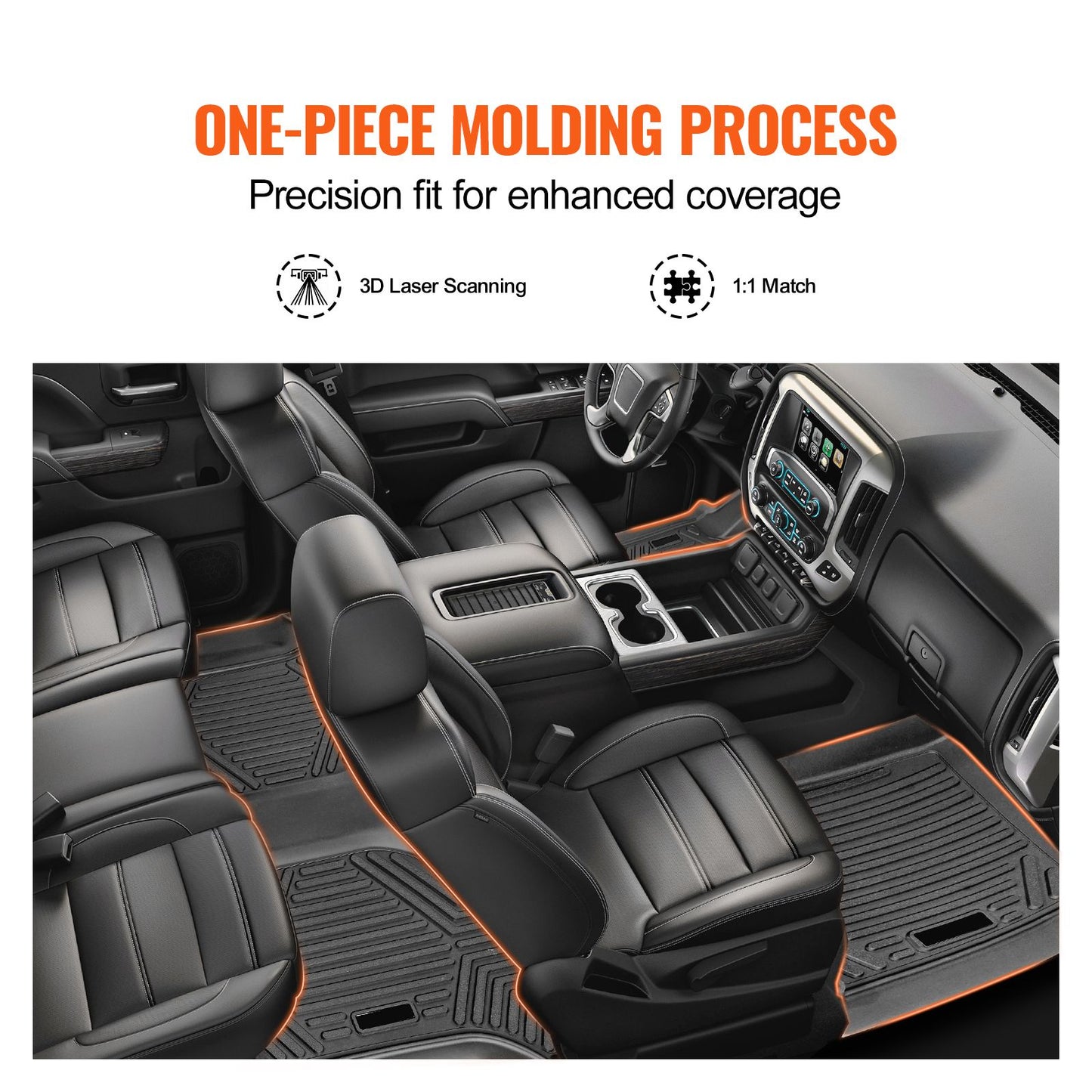 Automotive Floor Mats Fits for Chevrolet Silverado/GMC Sierra 1500 3 pcs