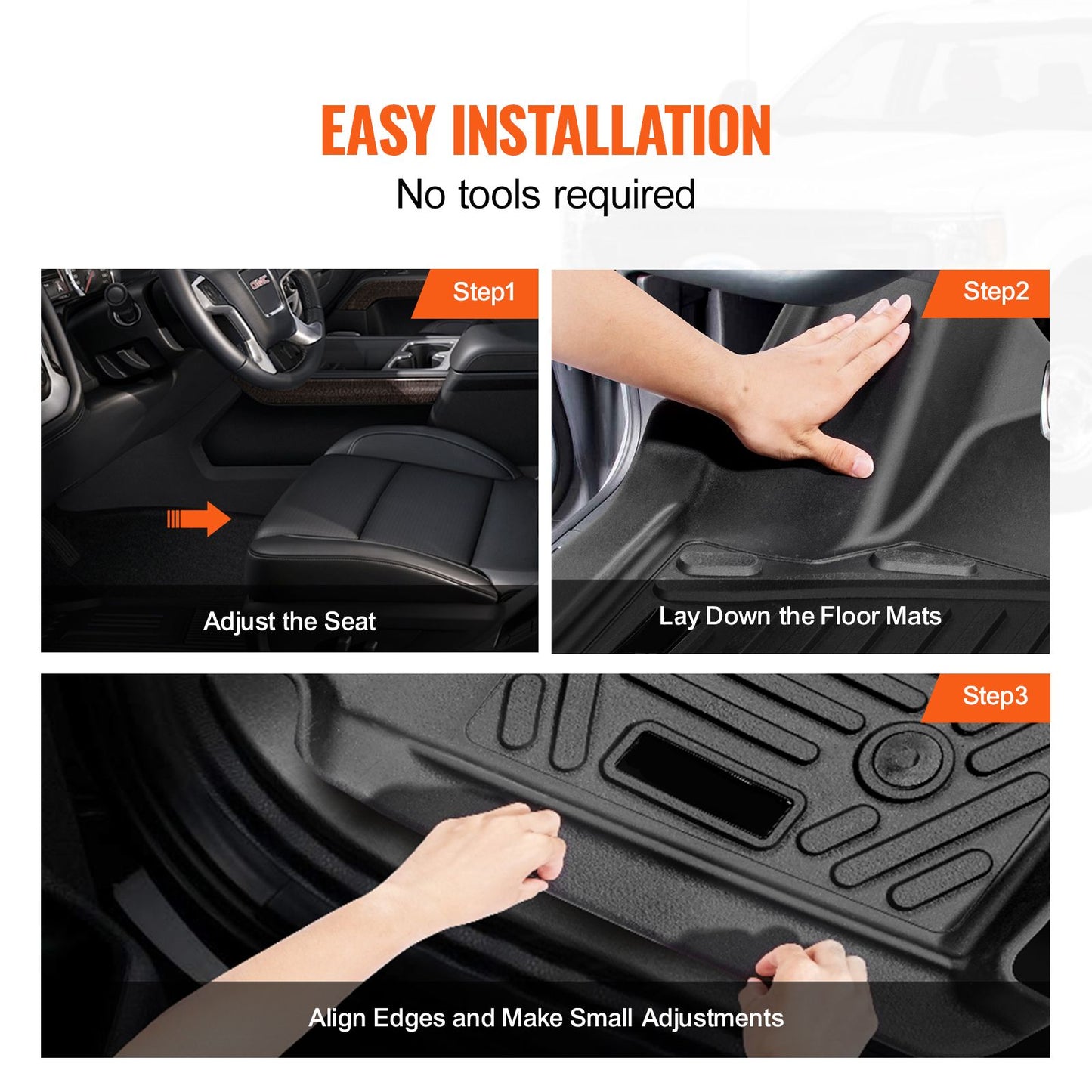 Automotive Floor Mats Fits for Chevrolet Silverado/GMC Sierra 1500 3 pcs