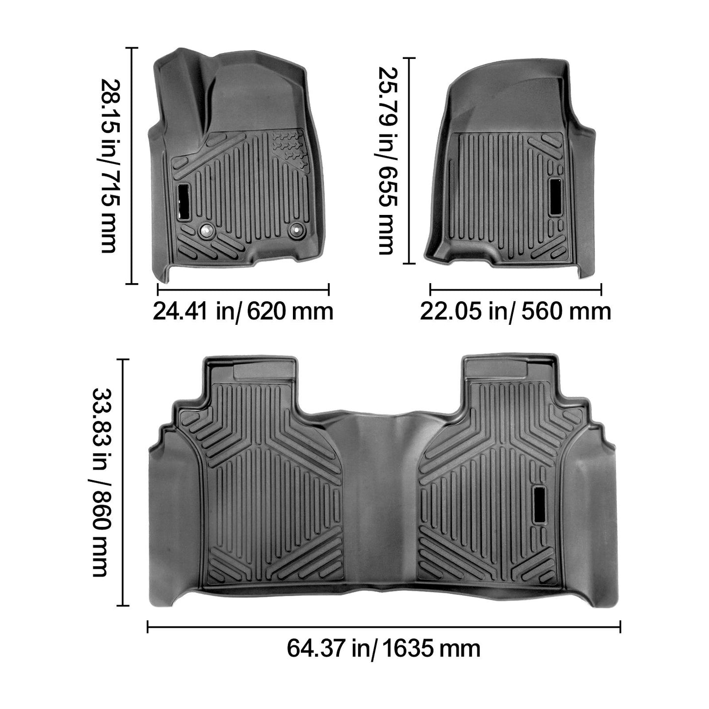 Automotive Floor Mats Fits for Chevrolet Silverado/GMC Sierra 1500 3 pcs