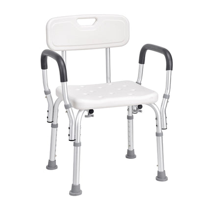 Shower Chair, Shower Seat with Back, Adjustable Height Shower Stool, Shower Chair for Inside Shower Bathtub, Non-slip Bathroom Bench Bath Chair for Elderly Disabled Handicap, 158.8 kg Capacity