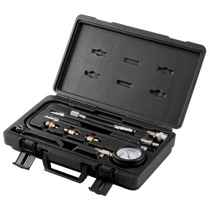 VEVOR Compression Tester Adapter Kit, 9 Pcs Automotive Engine Cylinder Leak Down Compression Test, Accurate Dual Scale Pressure Gauge 0-300 psi, with Long Reach Hoses and Case for Engine Cylinders