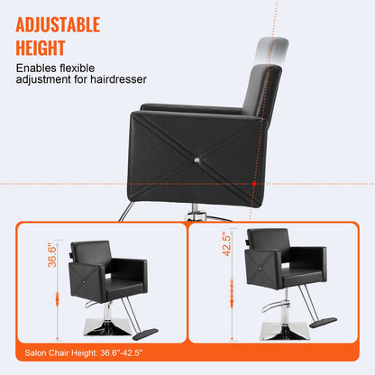 VEVOR Salon Chair, Barber Chair for Hair Stylist, Styling Chair with Heavy Duty Hydraulic Pump, Swivel Hair Salon Chair with Footrest for Beauty Spa Shampoo, Max Load Weight 330 lbs, Black