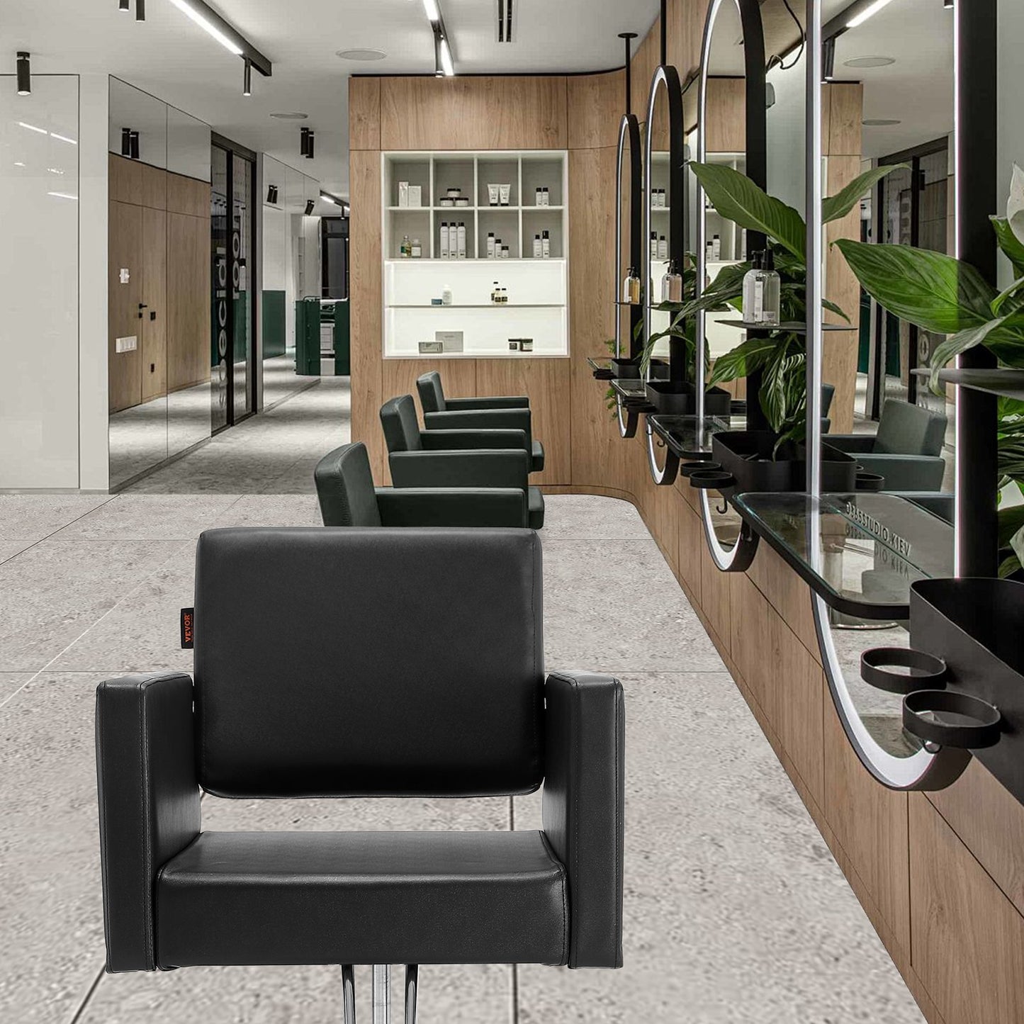 VEVOR Salon Chair, Barber Chair for Hair Stylist, Styling Chair with Heavy Duty Hydraulic Pump, Swivel Hair Salon Chair with Footrest for Beauty Spa Shampoo, Max Load Weight 330 lbs, Black