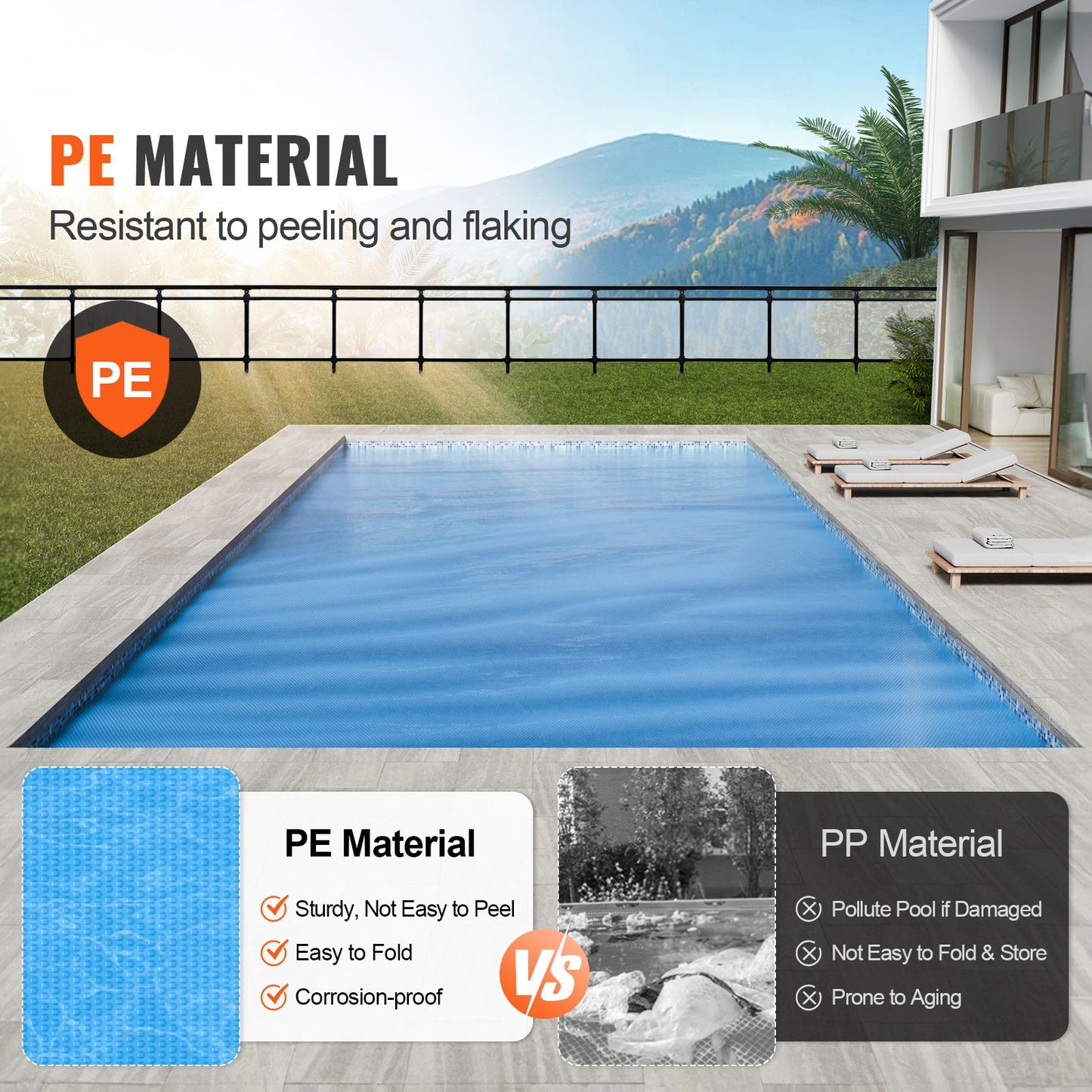 Solar Pool Cover, 24 x 12 ft Rectangle Solar Blanket for Pools, Inground Above Ground Swimming Pool Solar Cover, 12 mil Solar Covers Blue