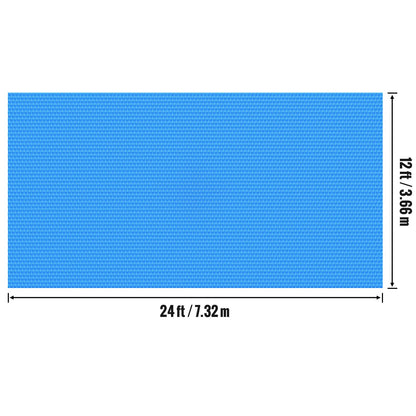 Solar Pool Cover, 24 x 12 ft Rectangle Solar Blanket for Pools, Inground Above Ground Swimming Pool Solar Cover, 12 mil Solar Covers Blue