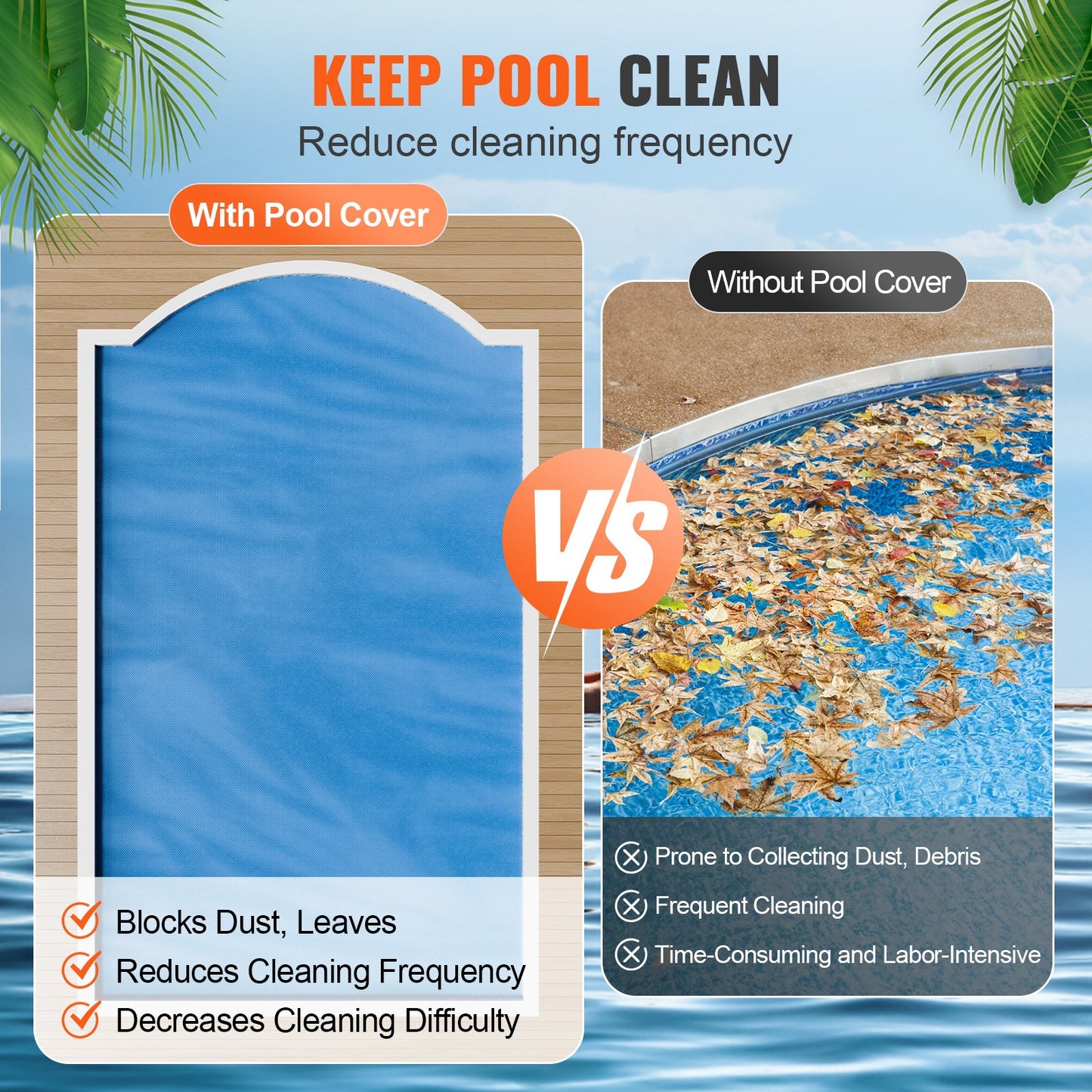 Solar Pool Cover, 24 x 12 ft Rectangle Solar Blanket for Pools, Inground Above Ground Swimming Pool Solar Cover, 8 mil Solar Covers Blue