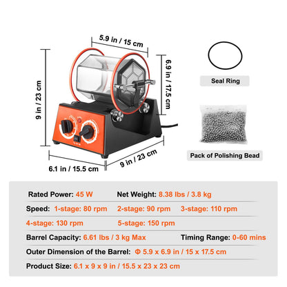 3kg Rotary Tumbler Surface Polisher Jewelry Polish Finish Machine Gem DIY