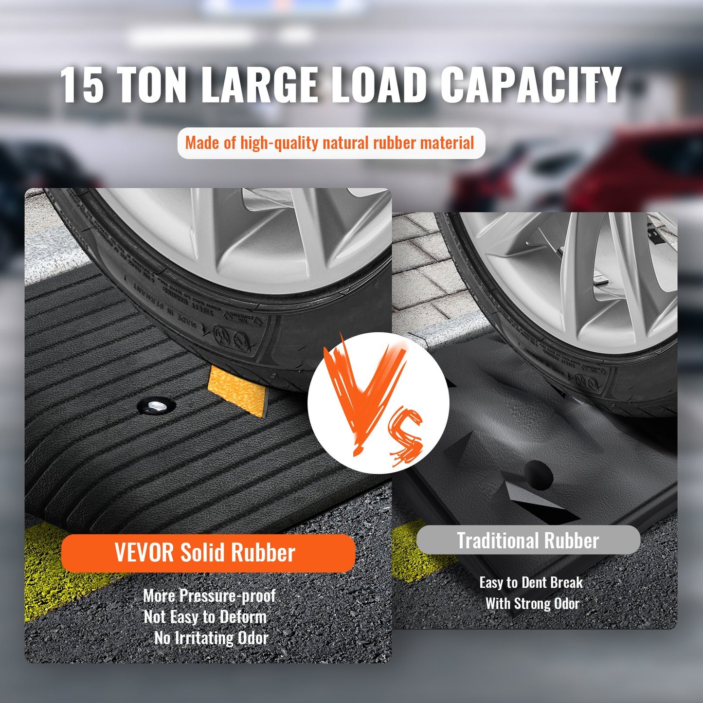 VEVOR Upgraded Rubber Threshold Ramp, 7.6 cm Rise Door Ramp with 1 Channel, Natural Rubber Car Ramp with Non-Slip Textured Surface, 150 tons Load Capacity Curb Ramp for Wheelchair and Scooter