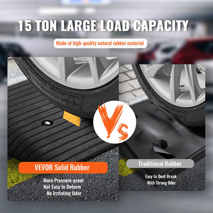 VEVOR Upgraded Rubber Threshold Ramp, 7.6 cm Rise Door Ramp with 1 Channel, Natural Rubber Car Ramp with Non-Slip Textured Surface, 150 tons Load Capacity Curb Ramp for Wheelchair and Scooter