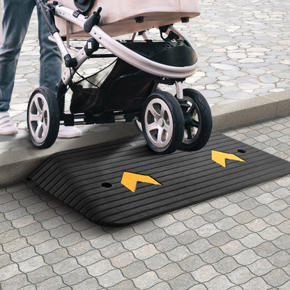 VEVOR Upgraded Rubber Threshold Ramp, 7.6 cm Rise Door Ramp with 1 Channel, Natural Rubber Car Ramp with Non-Slip Textured Surface, 150 tons Load Capacity Curb Ramp for Wheelchair and Scooter