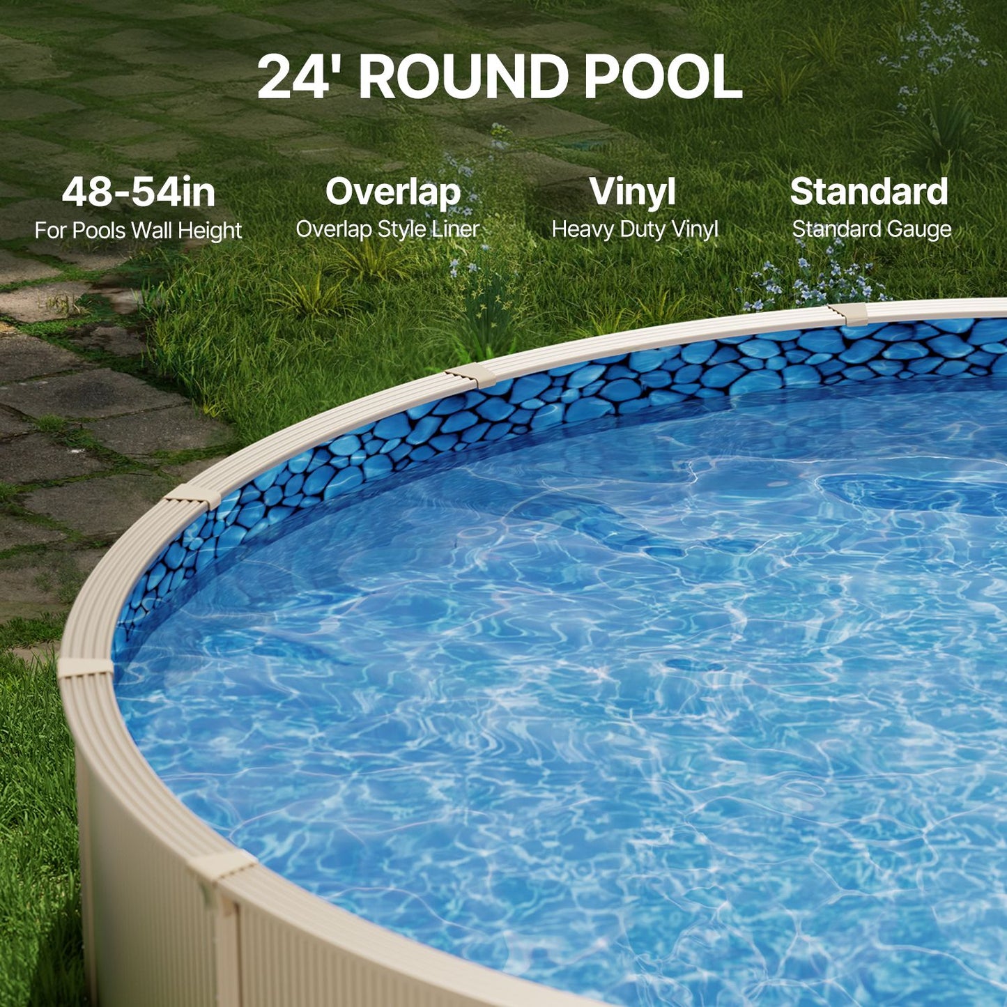 Round Pool Liner 24ft Overlap Style Pool Liner 54in Wall Height