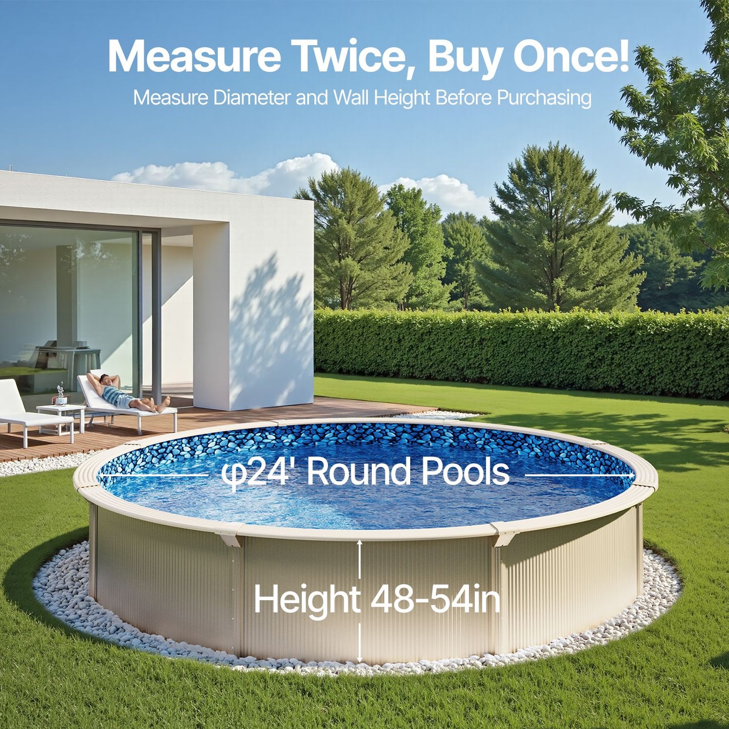Round Pool Liner 24ft Overlap Style Pool Liner 54in Wall Height
