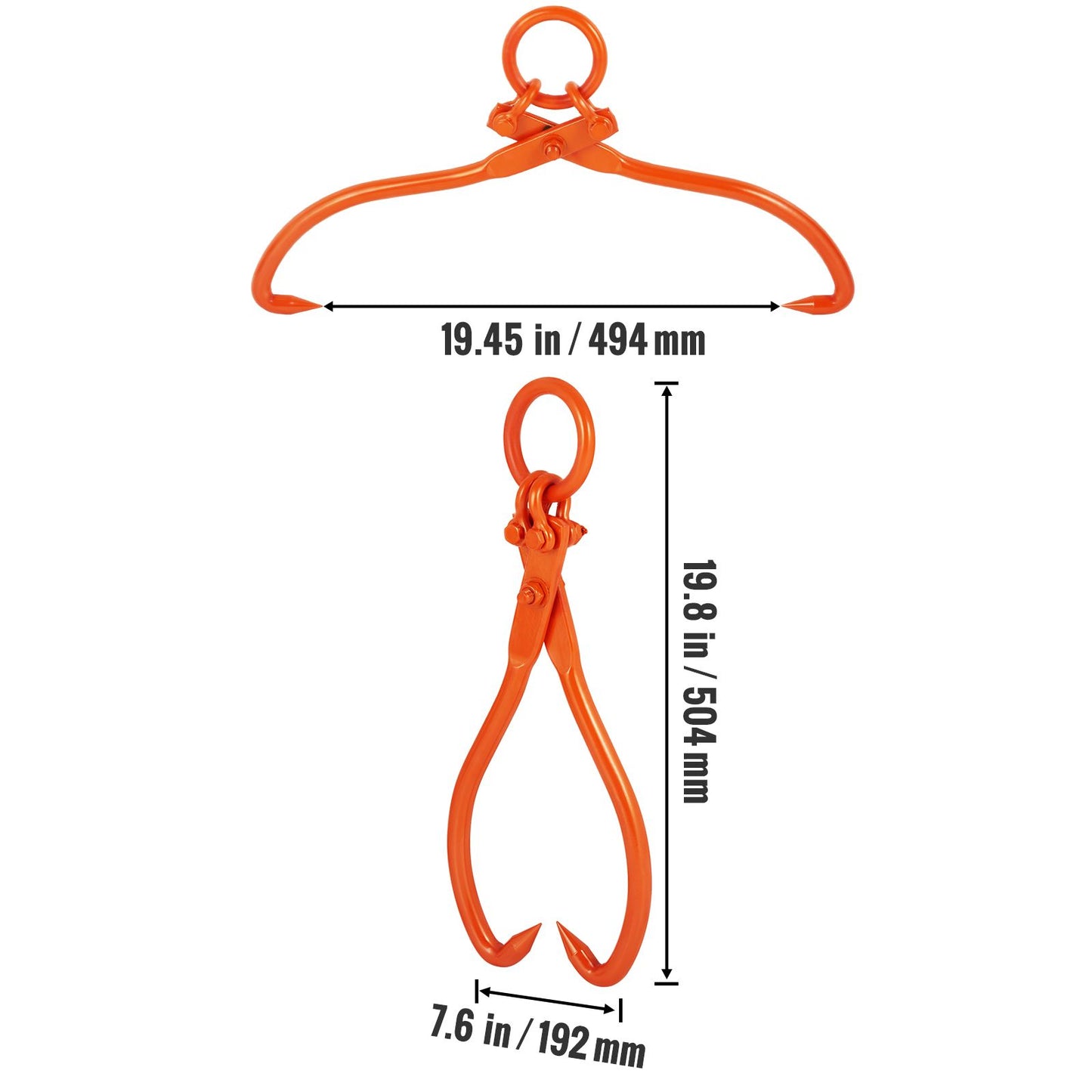 Log Skidding Tongs, 18 inch 2 Claw Log Lifting Tongs, Heavy Duty Steel Lumber Skidding Tongs, 772 lbs/350 kg Loading Capacity, Log Lifting, Handling, Dragging & Carrying Tool
