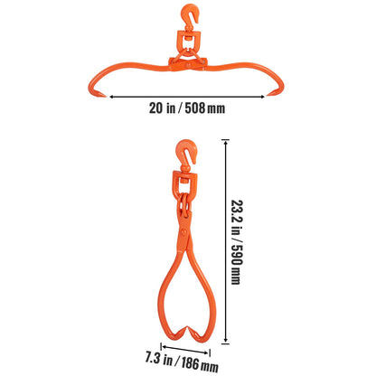 Log Skidding Tongs, 45.7cm 2 Claw Log Lifting Tongs, Heavy Duty Rotating Steel Lumber Skidding Tongs, 350 kg Loading Capacity, Log Lifting, Handling, Dragging & Carrying Tool
