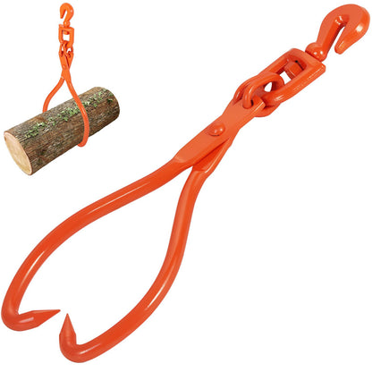 Log Skidding Tongs, 45.7cm 2 Claw Log Lifting Tongs, Heavy Duty Rotating Steel Lumber Skidding Tongs, 350 kg Loading Capacity, Log Lifting, Handling, Dragging & Carrying Tool