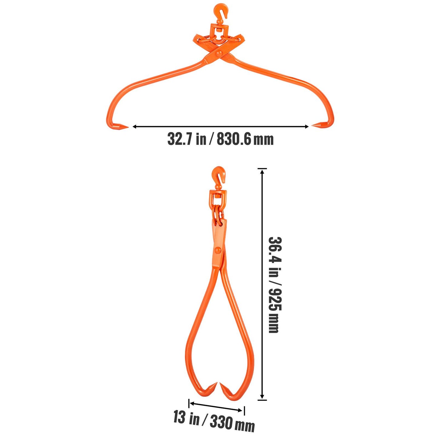 Log Skidding Tongs, 81.3cm 2 Claw Log Lifting Tongs, Heavy Duty Rotating Steel Lumber Skidding Tongs, 700 kg Loading Capacity, Log Lifting, Handling, Dragging & Carrying Tool