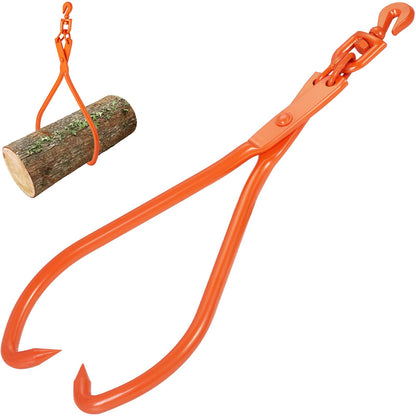 Log Skidding Tongs, 81.3cm 2 Claw Log Lifting Tongs, Heavy Duty Rotating Steel Lumber Skidding Tongs, 700 kg Loading Capacity, Log Lifting, Handling, Dragging & Carrying Tool