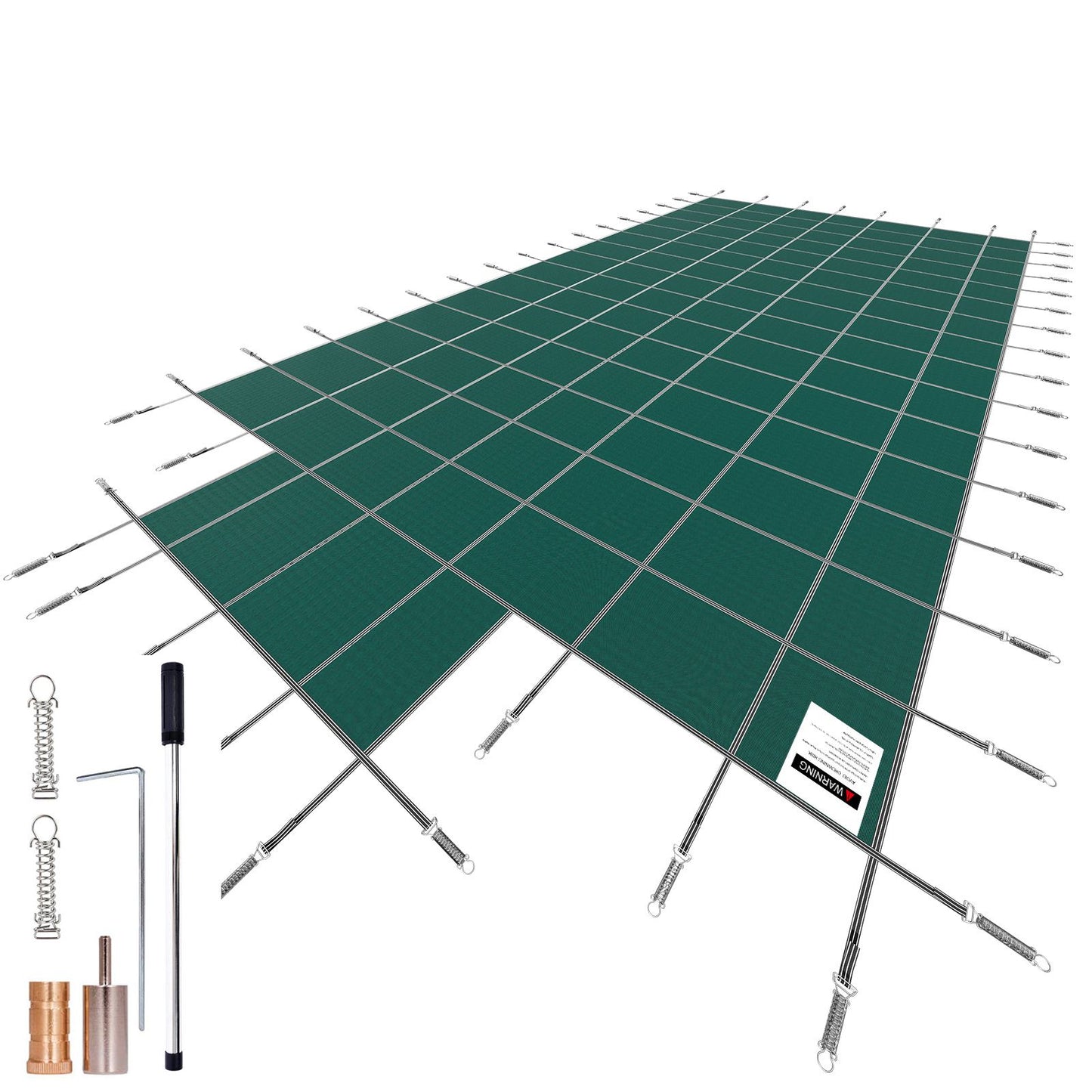 Pool Safety Cover Fits 20x40ft Rectangle Inground Safety Pool Cover Green Mesh with 4x8ft Center End Steps Solid Pool Safety Cover for Swimming Pool Winter Safety Cover