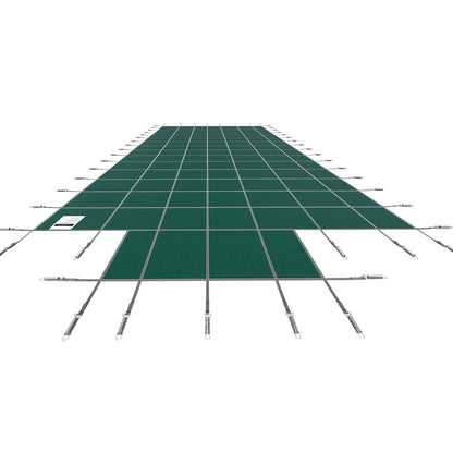 Pool Safety Cover Fits 20x40ft Rectangle Inground Safety Pool Cover Green Mesh with 4x8ft Center End Steps Solid Pool Safety Cover for Swimming Pool Winter Safety Cover