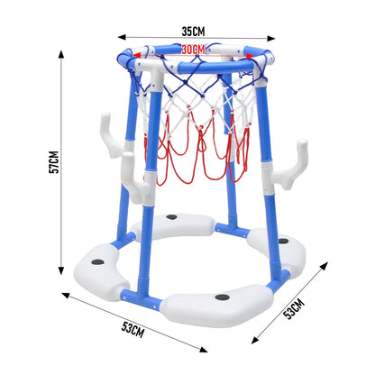 Pool Basketball Hoop Set Floating Swimming Pool Toys Inflatable Poolside Game with 4 Balls 12 Circles and Pump Fun Water Sport Toy for Kids and Adults