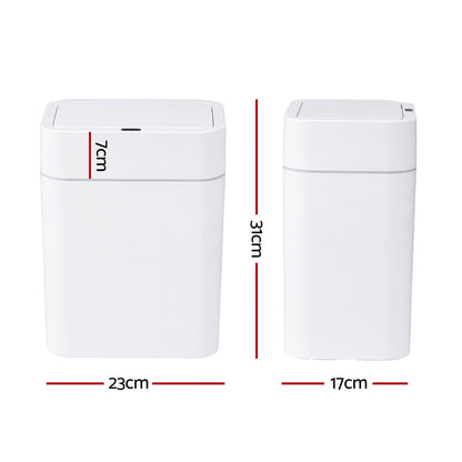Artiss Rubbish Bin 12L 2-Pack Sensor Kitchen Automatic Motion Touchless White