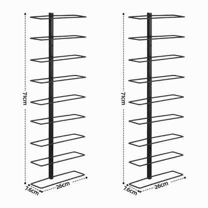 Artiss Wall Mounted Wine Rack Holder Black Metal - Set of 2 (18-Bottle Capacity)