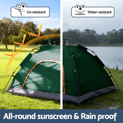 Weisshorn Camping Tent Instant Tent Pop up 2 Person Outdoor Hiking Tents Hiking Green