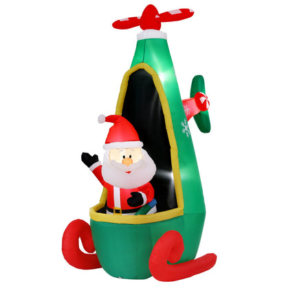Jingle Jollys Christmas Inflatable Santa in Helicopter 2.55M Height LED Illuminated Decorations