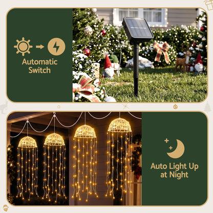 Jingle Jollys Christmas Lights Solar Jellyfish 4Pcs Garden Decorative Warm White
