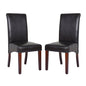 2x Wooden Frame Brown Leatherette Dining Chairs with Solid Pine Legs