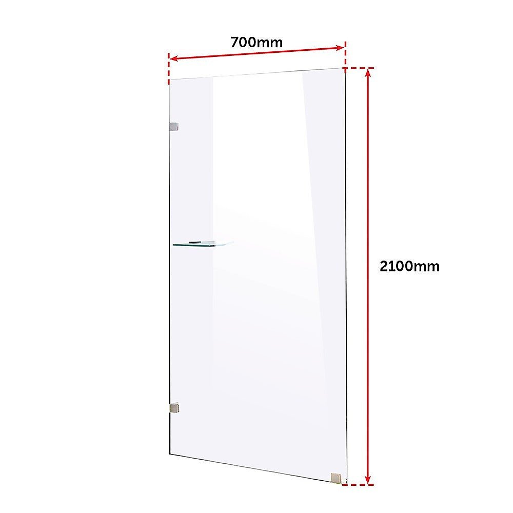 700 x 2100mm Frameless 10mm Safety Glass Shower Screen