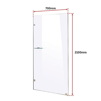 700 x 2100mm Frameless 10mm Safety Glass Shower Screen