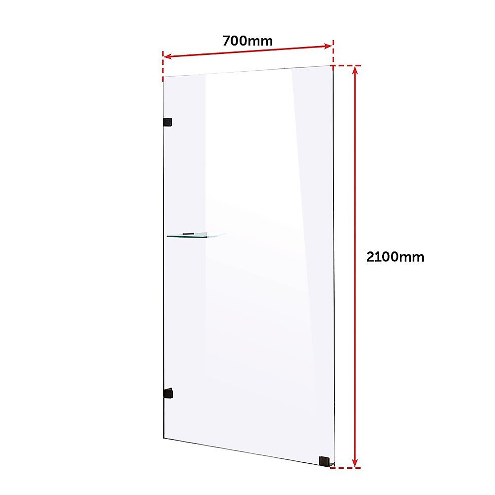 700 x 2100mm Frameless 10mm Safety Glass Shower Screen