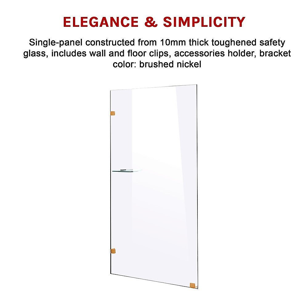 800 x 2100mm Frameless 10mm Safety Glass Shower Screen