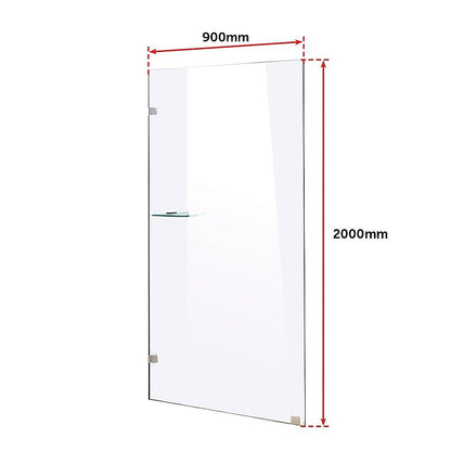 900 x 2000mm Frameless 10mm Safety Glass Shower Screen