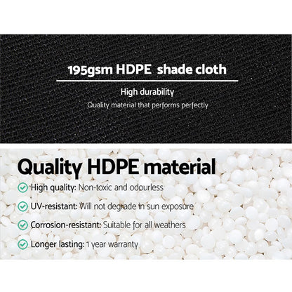 Instahut 90% Shade Cloth 1.83x10m Shadecloth Sail Heavy Duty Black